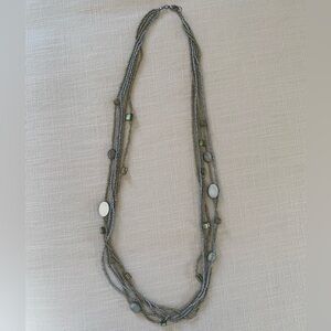 Multi-Strand Gold & Silver Beaded Long Fashion Necklace